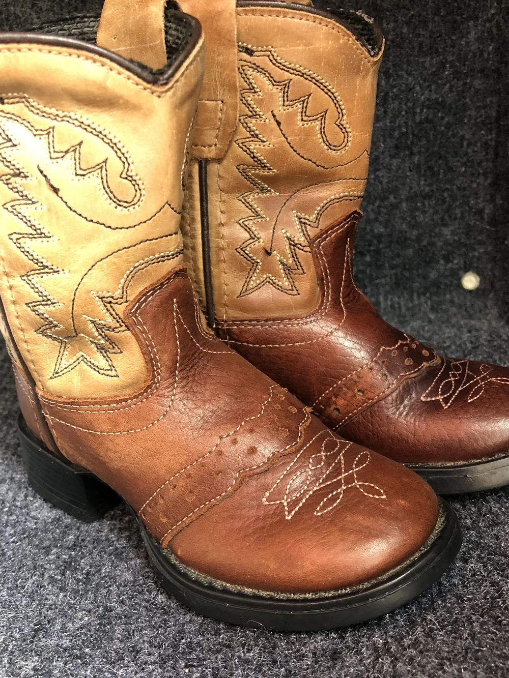 Old West Kids Two-Tone Brown & Tan Cowboy Boots